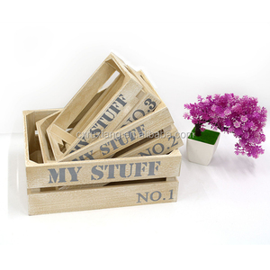 Lot de 3 petites caisses à légumes en bois vintage décoratives avec poignées - Product Image 6