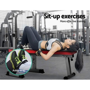 ZYFIT Foldable Weight <strong>Bench</strong> Multi-Station Flat Gym <strong>Workout</strong> <strong>Bench</strong> with Barbell Holder and Pull up Bars - Product Image 5