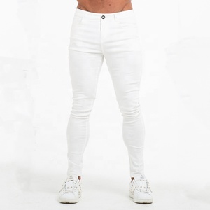 Uomini Scarni Dei <span class=keywords><strong>Jeans</strong></span> di Nuovo Stile <span class=keywords><strong>Jeans</strong></span> Strappati Uomini Street Wear Bianco Skinny Lavato Morbido Slim Fit Stretch Pant - Product Image 1