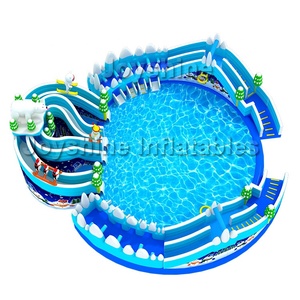 Gigante volar patio niños y adultos jugar inflable tierra tema del agua de piscina Parque juegos con diapositivas - Product Image 4