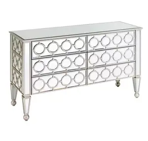 Modern Hot selling Handmade Mirrored Furniture Large circle wood frame mirror chest of drawers Dresser