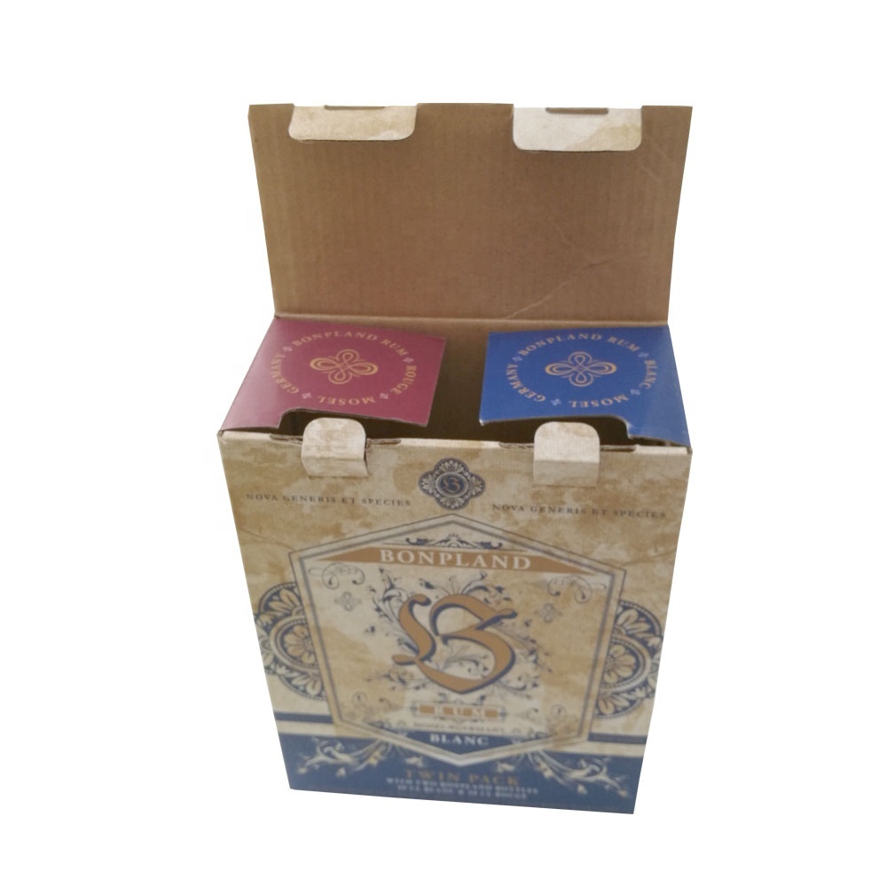 Recyclable conception adaptée aux besoins du client avec le twin pack boîte d'emballage pour les vins