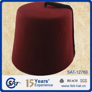 <span class=keywords><strong>Cappello</strong></span> Fez in Feltro di Lana Australiana 100% <span class=keywords><strong>Bordeaux</strong></span> con Nappina Nera - Product Image 2