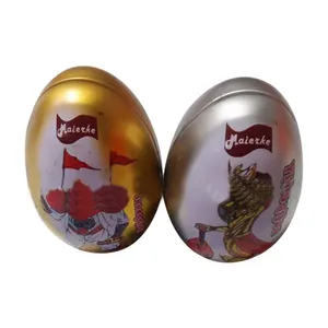 New Design Metal Material Recyclable Candy Packing Egg Shape Tin Box Packing