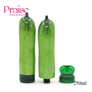 批发黄瓜形状250毫升空保湿爽肤瓶包装，塑料护肤乳液凝胶瓶，用于面部和身体