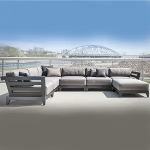 Commerciële Outdoor Aluminium Frame Sectionele Sofa Meubels Met Dik Kussen