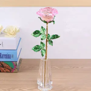 Personal isierte Hochzeit begünstigt rosa Kristall rose Blume für Gäste Souvenirs