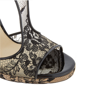 Bellissimi <span class=keywords><strong>Sandali</strong></span> Neri con <span class=keywords><strong>Tacco</strong></span> <span class=keywords><strong>a</strong></span> <span class=keywords><strong>Spillo</strong></span> e Punta Aperta in Rete Floreale per Signore - Product Image 6