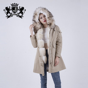Nouveaux Produits 2018 Vêtements Dames <span class=keywords><strong>D</strong></span>'hiver Doublé De Fourrure Parka Manteau Avec Fourrure De Raton Laveur À Capuchon - Product Image 2