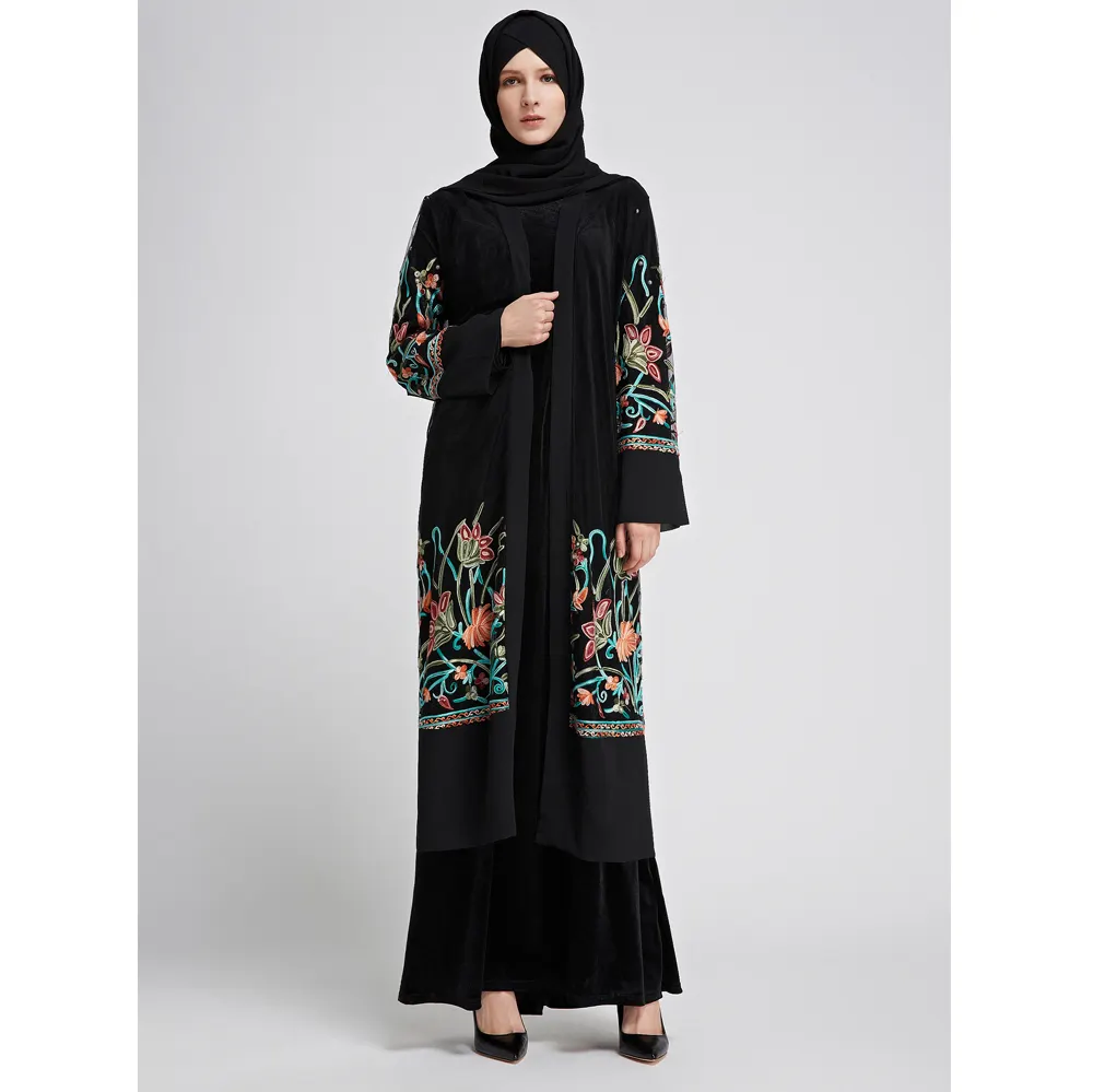 Nieuwste Burka Ontwerp Hot Verkoop Islamitische Plus Size Vrouwen Kleding Lange Mouw Kant Casual Kaftan Jurken