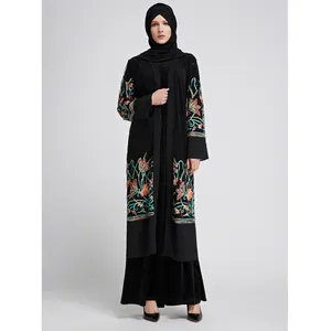 Terbaru Burka Desain Hot Jual Islam Plus Ukuran Pakaian Wanita Lengan Panjang Renda Kasual Kaftan Gaun