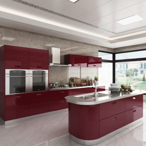 مطبخ هانغتشو فيرمونوز ، أفكار تصميم المطبخ الحديث ، مطبخ أحمر عالي اللمعان ، ورنيش - Product Image 5
