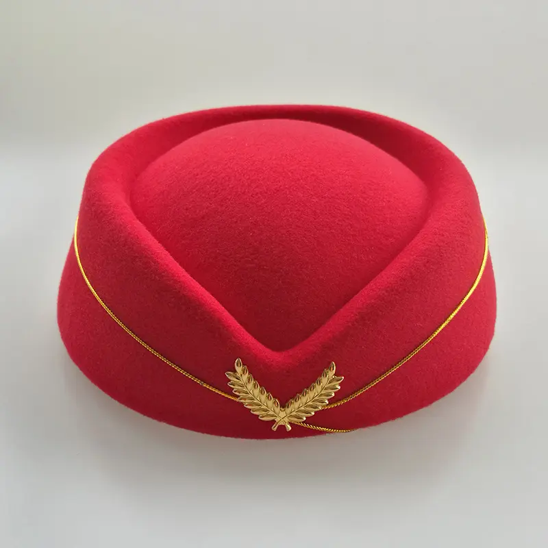 Wholesale Wool Felt Pilot Hat Women Airline Stewardess Service Cap