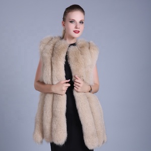 Las mujeres de alta calidad Real de <span class=keywords><strong>piel</strong></span> de zorro <span class=keywords><strong>chaleco</strong></span> personalizado blanco <span class=keywords><strong>beige</strong></span> <span class=keywords><strong>Chaleco</strong></span> de <span class=keywords><strong>piel</strong></span> - Product Image 1