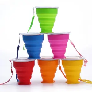 2021 New Trend Home Outside Silicone Folding Cup With Lid