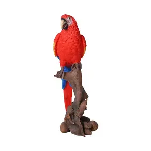 Lebendige fein detaillierte harz tier skulptur moderne garten zoo ornament dekoration papagei abbildung red statue