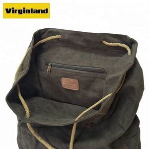 กระเป๋าเป้สะพายหลังลำลองปิดสตริงผ้าใบสีดำสไตล์วินเทจสำหรับสุภาพสตรี2351เรียบง่ายพร้อมความจุ20L - Product Image 6