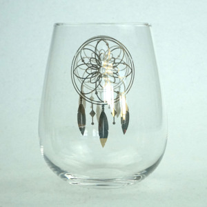 Good quality beautiful custom imprinted logo personalized Stemless wine goblets from glass for Mother's Days. - Product Image 1