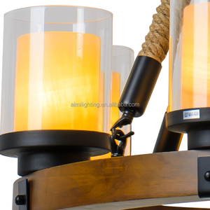 Nuovo design a due livelli grande lampadario <span class=keywords><strong>in</strong></span> <span class=keywords><strong>legno</strong></span> con copertura <span class=keywords><strong>in</strong></span> vetro antico <span class=keywords><strong>in</strong></span> ferro battuto hall foyer villa di illuminazione - Product Image 3