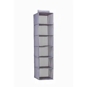 Organizador de calçado de lona para pendurar, conjunto de 6 prateleiras, organizador de closet armazenamento