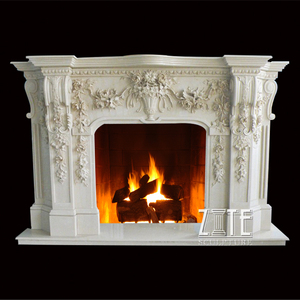 क्लासिक डिजाइन बेज संगमरमर शेर चिमनी Mantel - Product Image 5