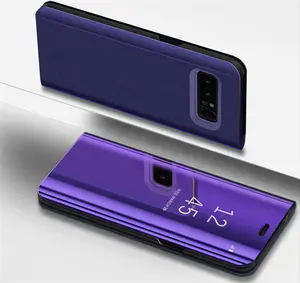 Sarung Ponsel Kulit untuk Samsung Galaxy S9 Plus, Sarung Kulit Penyangga Sentuh Jendela Pintar Lipat Tampilan Jelas dengan Cermin Lapis untuk Samsung Galaxy S9 S9 Plus