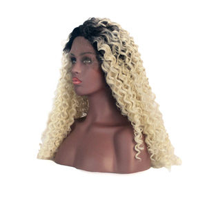 <span class=keywords><strong>Pelo</strong></span> Largo dos tonos <span class=keywords><strong>Rubio</strong></span> ombre sintético frente de encaje pelucas para las mujeres negras - Product Image 5