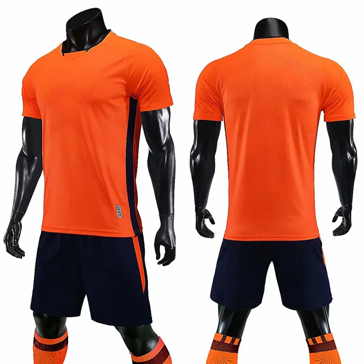 2019/20 Groothandel Custom Blanco Oranje Voetbal Jersey 100% Polyester Voetbal Truien