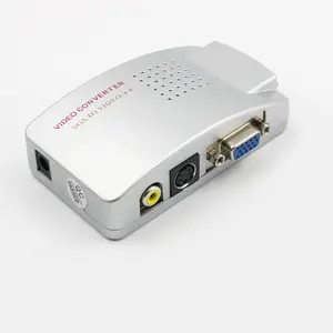 Adaptador convertidor compuesto VGA TV RCA, caja de S-Video, PC portátil, de 5V enchufe de entrada, interruptor de reproducción de vídeo, características de reproducción de estilo RGB, Color Av