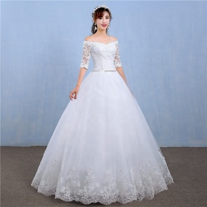 Vestido <span class=keywords><strong>de</strong></span> novia con apliques <span class=keywords><strong>de</strong></span> encaje, vestido <span class=keywords><strong>de</strong></span> <span class=keywords><strong>noche</strong></span> con tirantes, <span class=keywords><strong>vestidos</strong></span> <span class=keywords><strong>de</strong></span> baile <span class=keywords><strong>de</strong></span> un hombro, Media manga - Product Image 3