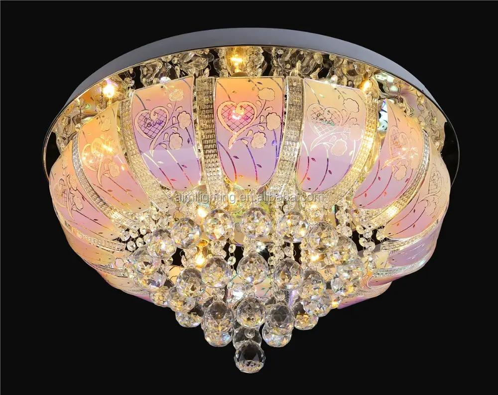 Hot sell high quality cheap price modern glass ceiling lamp with MP3 and RGB and remote control, 600mm size