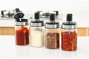 Nuovi <span class=keywords><strong>Barattoli</strong></span> in <span class=keywords><strong>Vetro</strong></span> Rotondi Ermetici per Cucina, Contenitori in Plastica per <span class=keywords><strong>Zucchero</strong></span>, Tè, Spezie con Cucchiaio - Product Image 4