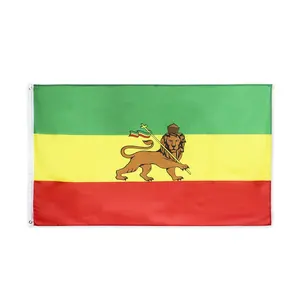 Johnin Voorraad 3X5 Fts Groen Geel Rood Imperial Empire Ethiopië Leeuw Van Juda Vlag