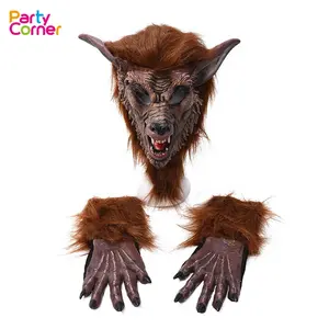 Halloween Wolf Masken Werwolf Maske und Handschuhe Hände für Erwachsene Kinder Scary Cosplay Kostüm Party Latex
