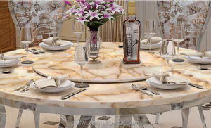 Haute qualité dubaï fantaisie tournant autour de noce en marbre table à manger - Product Image 3