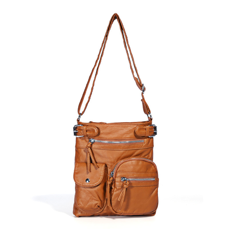 Fashion Wash Pu Leather Ladies Shoulder Cross Body Satchel Womens Sling Bag