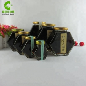Barattolo coperchio in latta dorata vetro esagonale 100ml 180ml 280ml 380ml bottiglie e barattoli per la conservazione degli alimenti coperchio multifunzione campioni gratuiti Love <span class=keywords><strong>Glass</strong></span> - Product Image 4