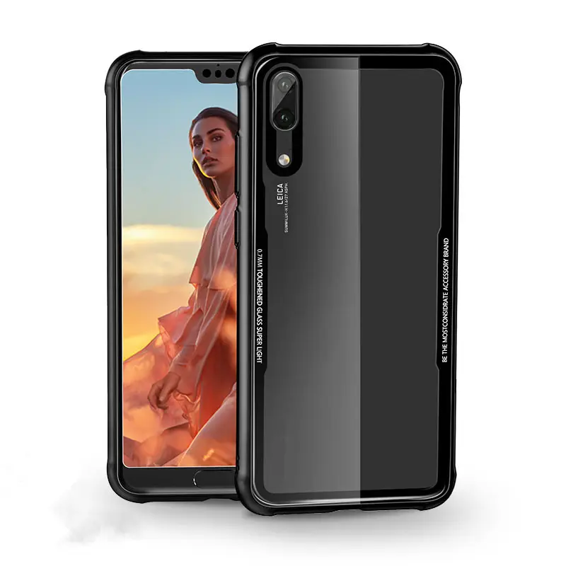 2019 Newest shockproof tpu frame tempered glass back cover mobile phone case For Huawei P20 Pro Lite