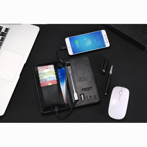 PU da không dây sạc ví với ngân hàng điện 6800mAh đôi USB & chủ - Product Image 5