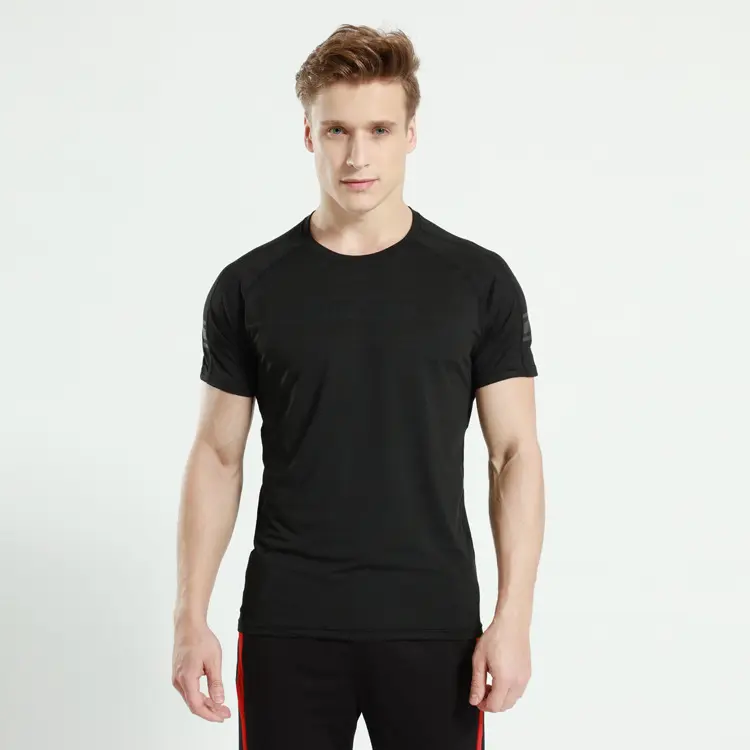 Drop Shipping MenのTech Short Sleeve T-Shirt Running Gym Workout Sportswear Tshirtジョギングスーツ男性