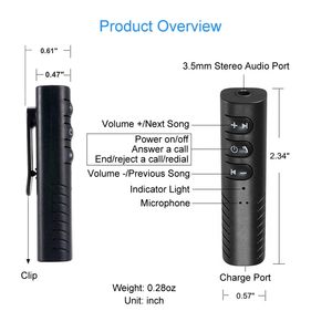 <span class=keywords><strong>Bluetooth</strong></span> <span class=keywords><strong>audio</strong></span> AUX adaptador 3,5mm jack inalámbrica de <span class=keywords><strong>audio</strong></span> de coche 4,1 <span class=keywords><strong>receptor</strong></span> <span class=keywords><strong>bluetooth</strong></span> para llamadas de manos libres - Product Image 3