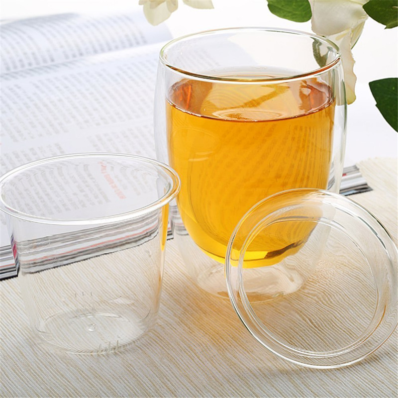 Novelty gifts fashion double wall glass tea strainer 350 ml coffee tumbler glass tee cups with lid and Infuser - Product Image 3