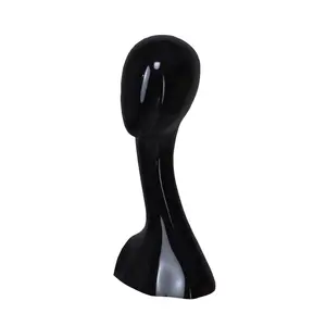 Male featureless updo head mannequin display egg head without face black long neck on sale