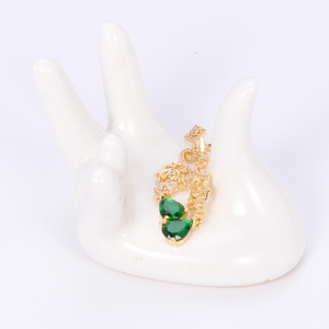 Vente chaude conception spéciale femmes mariage vert strass cristal de luxe 18 <span class=keywords><strong>k</strong></span> carats plaqué or boucle d'oreille - Product Image 6