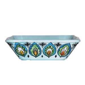 vajilla ensalada palomitas de maíz tazón de plástico de plumas de pavo real patrón de melamina libre de bpa tazón rectangular - Product Image 1