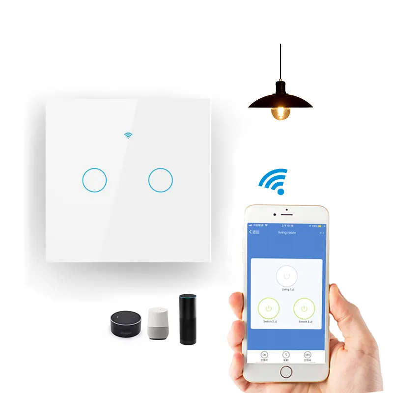 Vendita Calda europea Vita Intelligente App 2gang 1000w Elettrico Relè di Controllo Senza Fili Wifi Automazione Interruttore Della Luce per la Casa sistema di