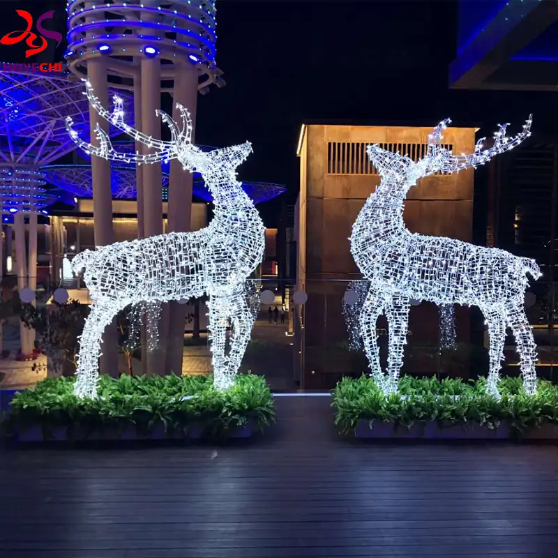 Lampe LED 3D en peluche, 34x19 ans, éclairage d'extérieur, décoration avec animaux, renne, pour noël, chine