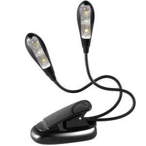 Portable Dual Arm 4 LED Clip Trên Sách Đọc Đèn Linh Hoạt Cổ Ngỗng Nhạc Đứng Đọc Ánh Sáng - Product Image 1