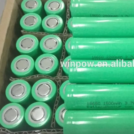 Bateria de lítio cilindro de íon de lítio, preço por atacado 3.7v 18650 2200mah