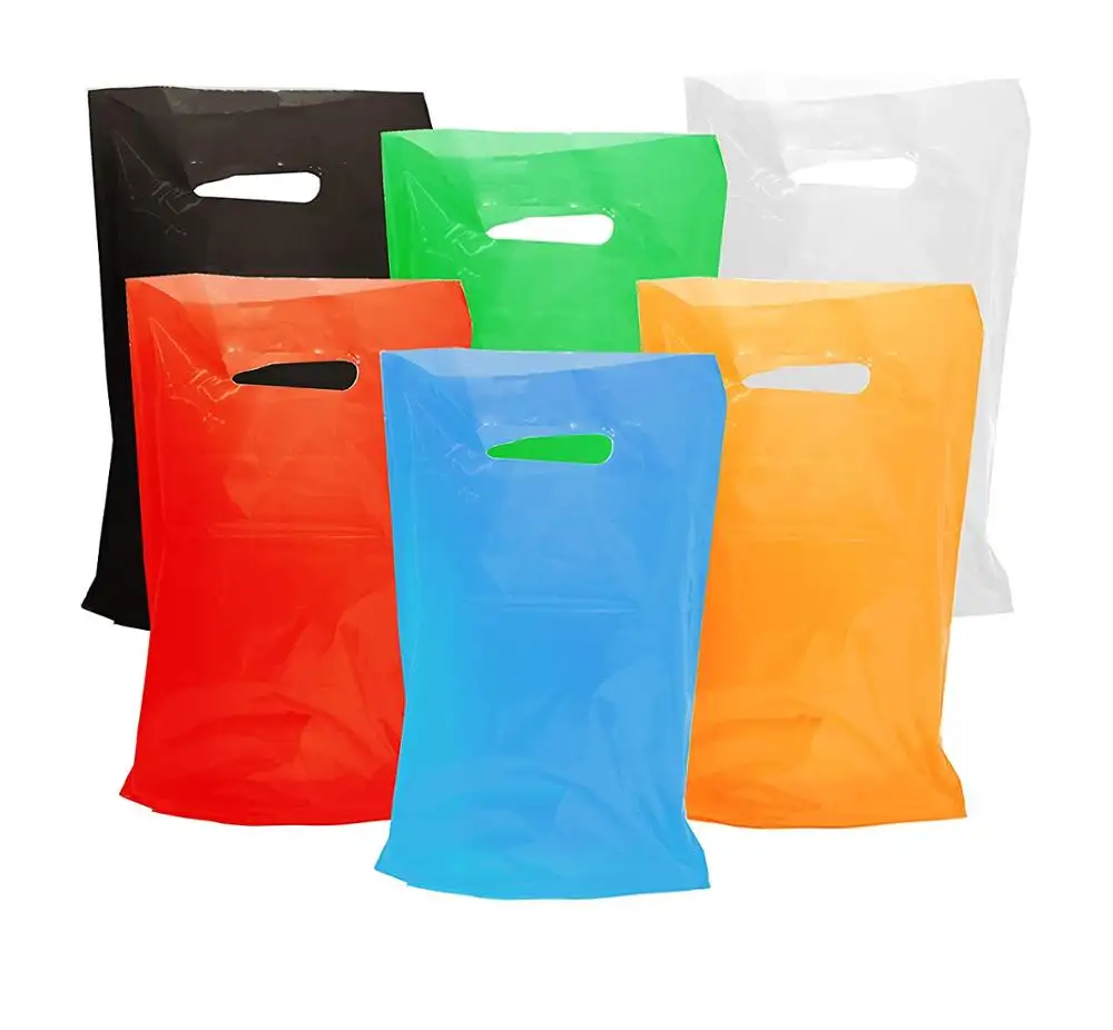 डिस्पोजेबल प्लास्टिक शॉपिंग बैग, बच्चों की पार्टी के लिए रंगीन बैग, हैंडल के साथ गुडी बैग, हीट सील ग्रेव्योर प्रिंटिंग स्वीकार करें